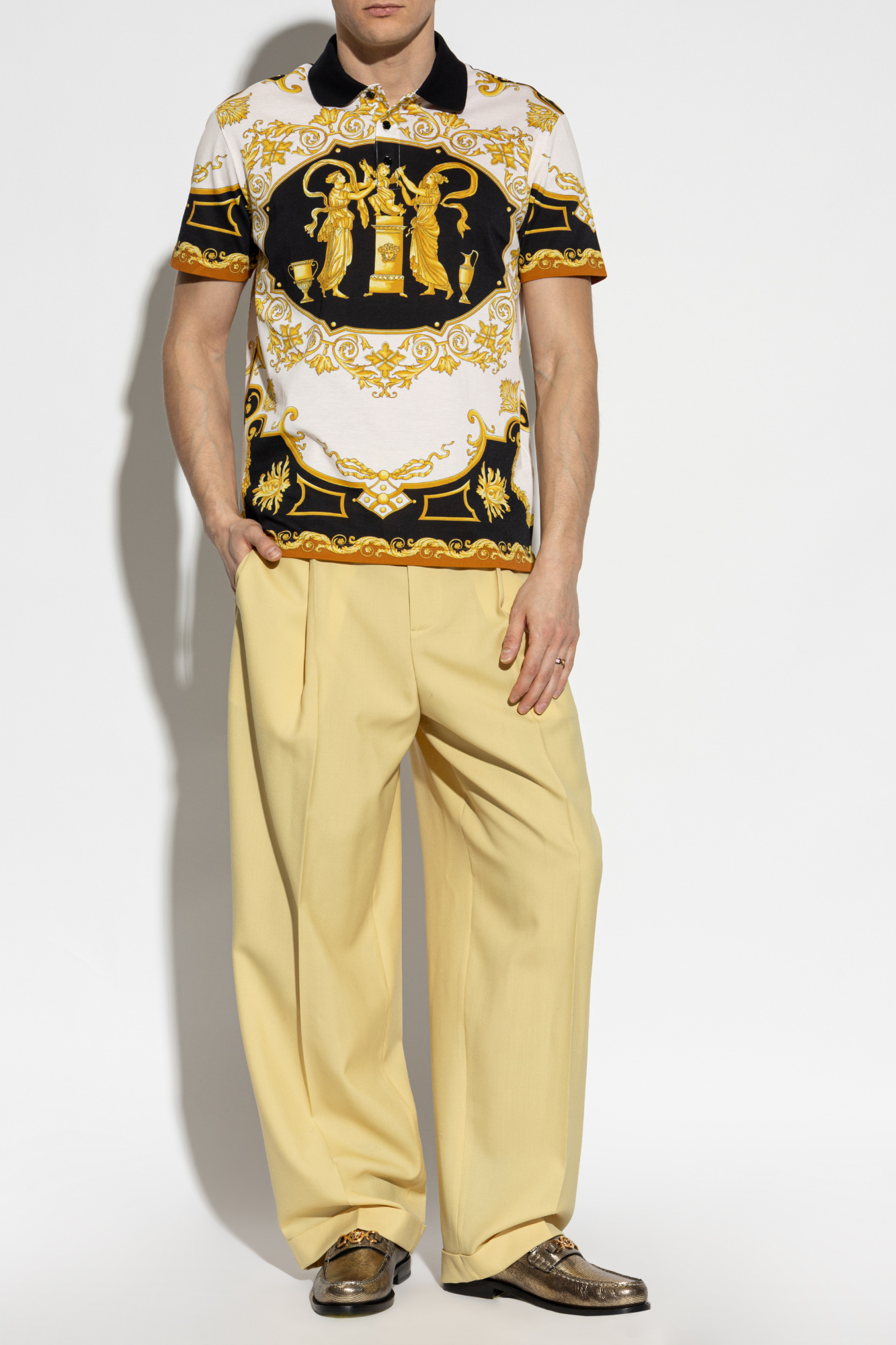 VERSACE ゴールド装飾 ポロシャツ Versace Jeans Couture ポロシャツ | ブラック | FARFETCH JP